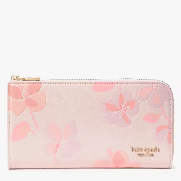 kate spade Handbags - KATE SPADE Pink Devin Spring Pansies Zip-around Continental Wallet NWT